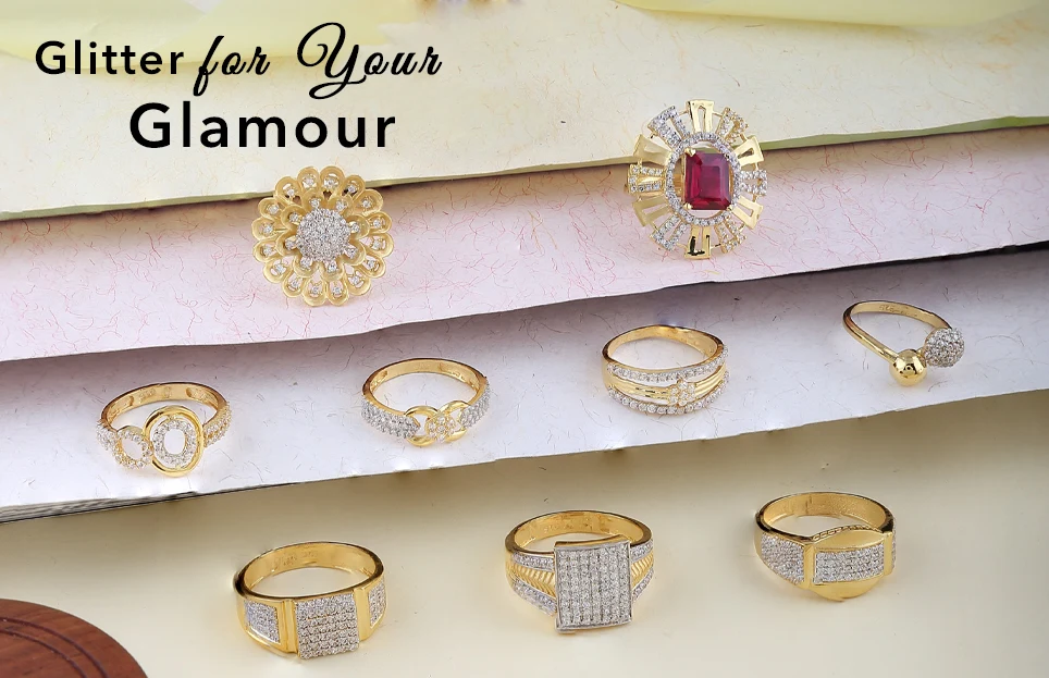 Selection of gold rings with stone settings