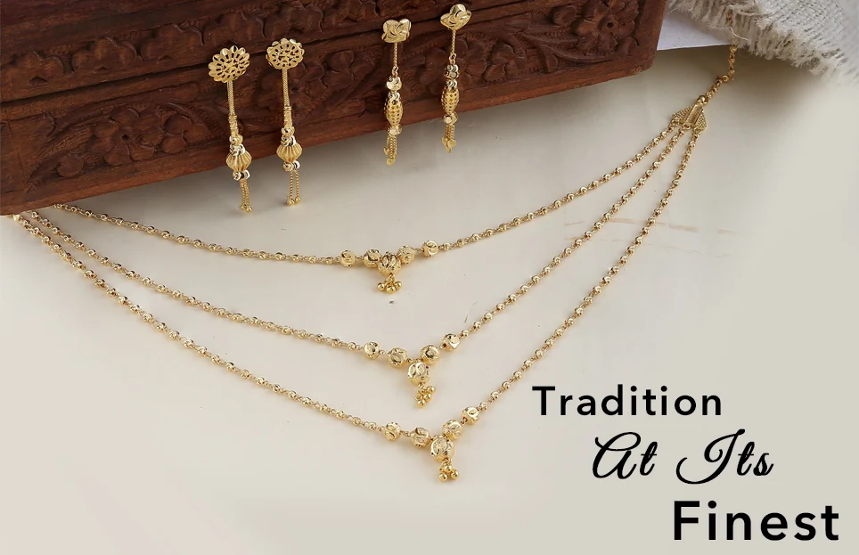 Fine traditional gold chains and earrings